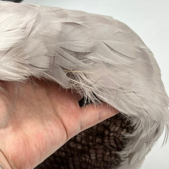 Vintage Taupe Gray Feather Hat Yugoslavia Millinery Cocktail Cap Women\'s Formal main image 8